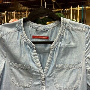 Comptoir des Cotonniers Chambray denim blue shirt dress Sz FR 36 US XS